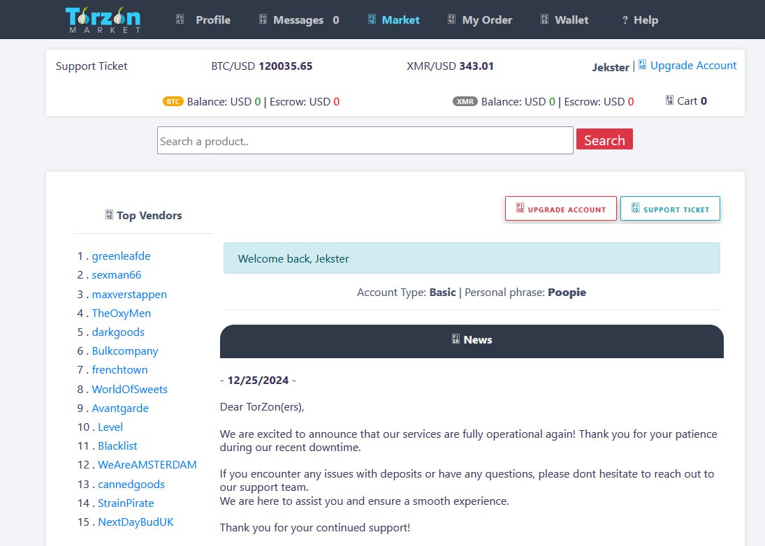 Example screenshot of Tor Browser dashboard showing connection status, security settings, and privacy configuration options